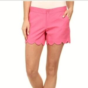 Lilly Pulitzer The Buttercup Pink Shorts Low Rise Scalloped Hem Preppy Casual 0
